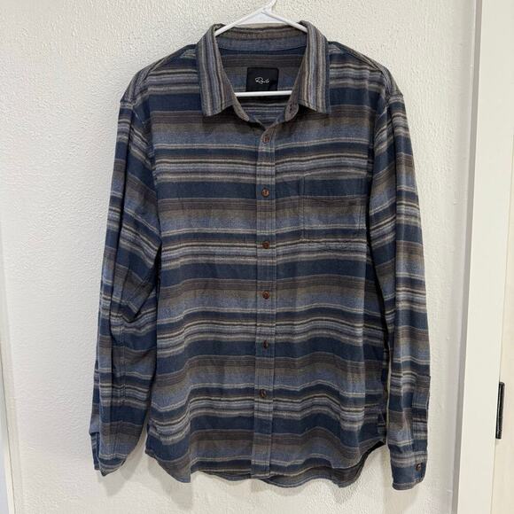 Rails Men's Runson Painted Bluff Stripe Blue Button Down Collared Shirt Large - Picture 2 of 7